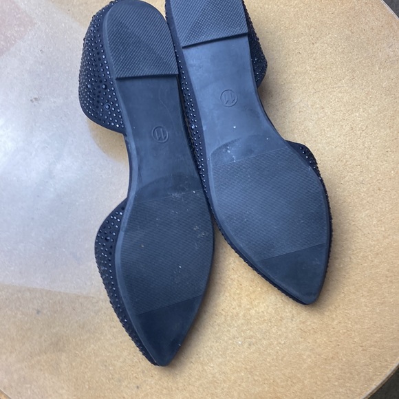 Massimo Black Pointy Jeweled Flats - Picture 5 of 5